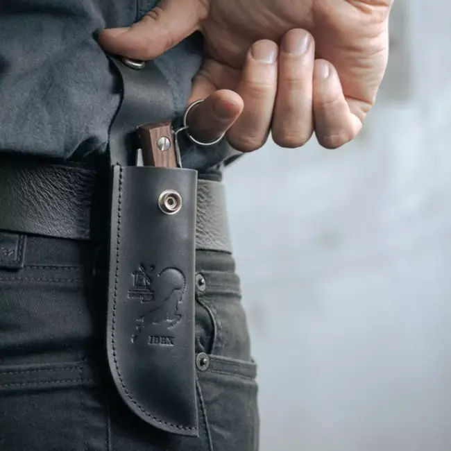 Robert Herder Lederen Schede met Riembevestinging tbv IBEX 80 mm – Zwart