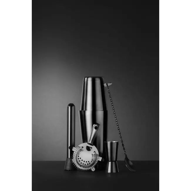 BarUp Complete cocktailset - roestvrij staal - muddler & jigger - 500/800 ml - zwart