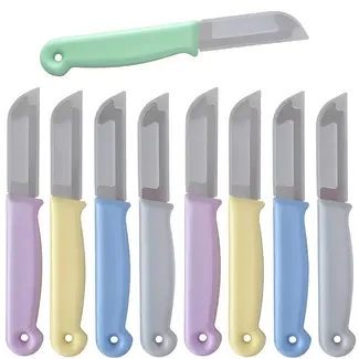 Solingen Schilmesje – RVS Glad – 16 cm met Blade Cover – Pastelkleuren Mix – 10 Stuks