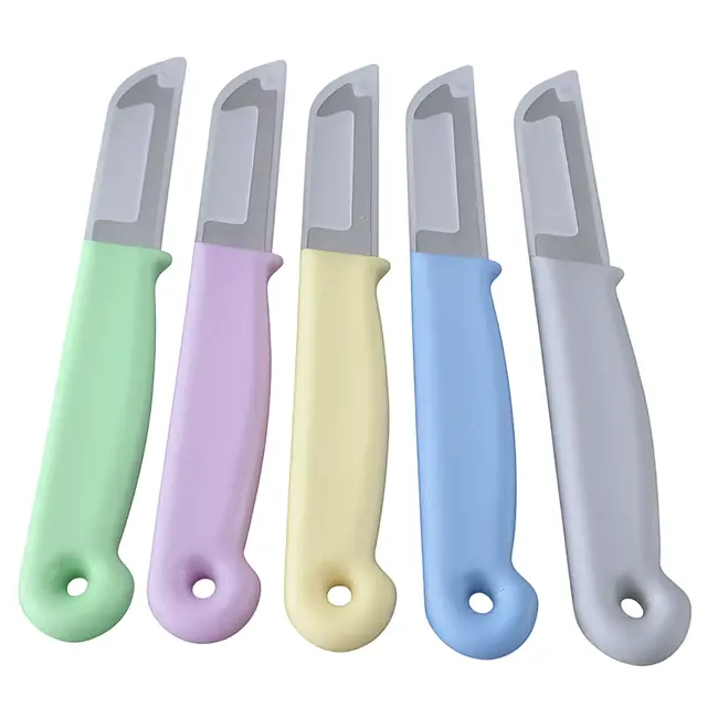 Solingen Schilmesje – RVS Glad – 16 cm met Blade Cover – Pastelkleuren Mix – 5 Stuks