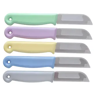 Solingen Schilmesje – RVS Glad – 16 cm met Blade Cover – Pastelkleuren Mix – 5 Stuks Solingen Schilmesje – RVS Glad – 16 cm met Blade Cover – Pastelkleuren Mix – 5 Stuks