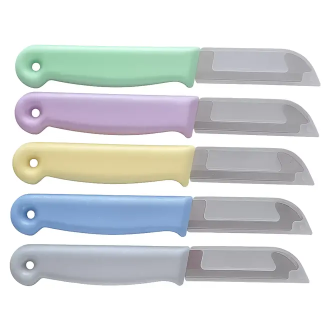Solingen Schilmesje – RVS Glad – 16 cm met Blade Cover – Pastelkleuren Mix – 5 Stuks