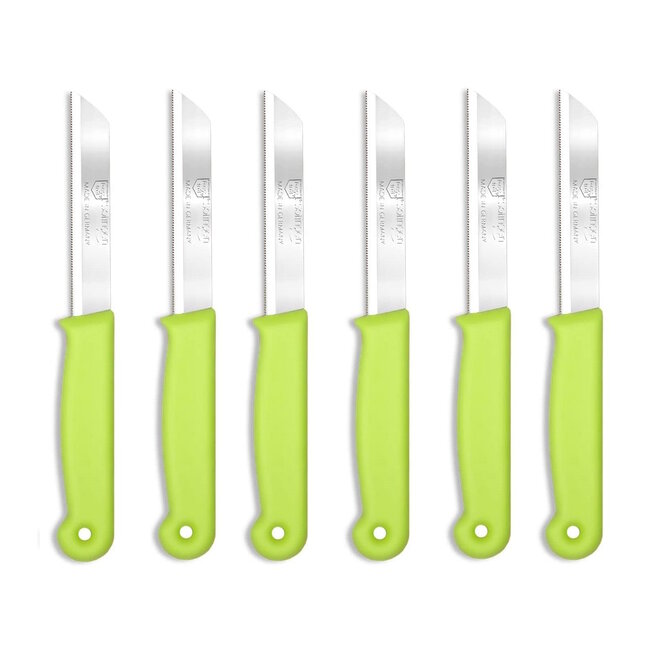 Solingen Kartelmes – Tomatenmes met Kartel – RVS – 18,5 cm met Blade Cover – Groen – 6 stuks