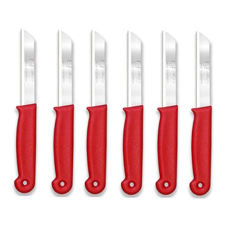 Solingen Kartelmes – Tomatenmes met Kartel – RVS – 18,5 cm met Blade Cover – Rood – 6 stuks