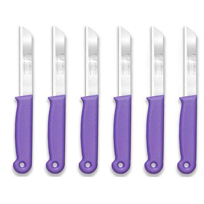 Solingen Kartelmes – Tomatenmes met Kartel – RVS – 18,5 cm met Blade Cover – Paars – 6 stuks