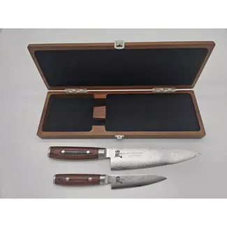 Yaxell Ran Messenset – Giftset – 2-delig – Koksmes 20 cm & Universeelmes 12 cm – 69 Lagen Damaststaal – VG10 Staal – 61 HRC – Mahonie Heft - Limited Edition
