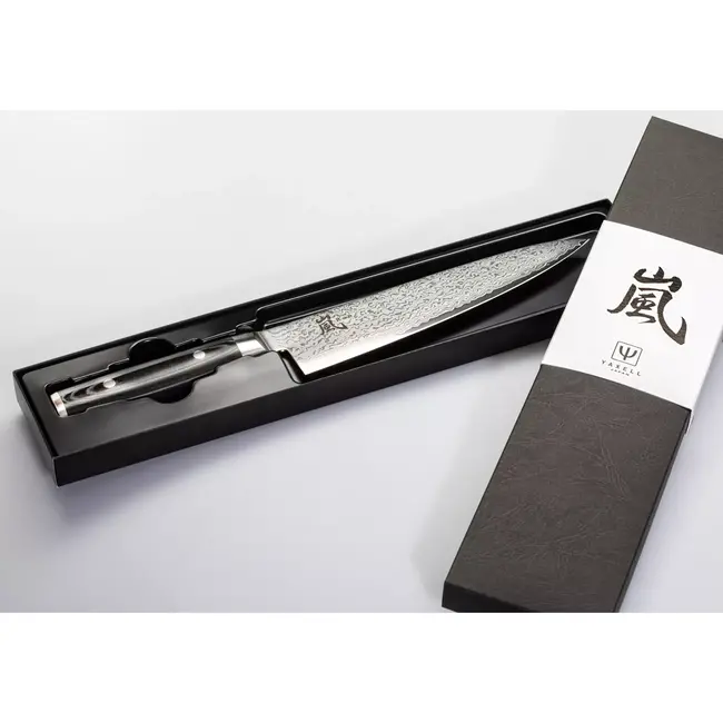 Yaxell Ran Koksmes 20 cm – 69 Lagen Damaststaal – VG10 Staal – 61 HRC – Canvas-Micarta Heft