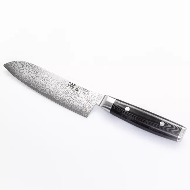 Yaxell Ran Santoku Koksmes 16,5 cm – 69 Lagen Damaststaal – VG10 Staal – 61 HRC – Canvas-Micarta Heft