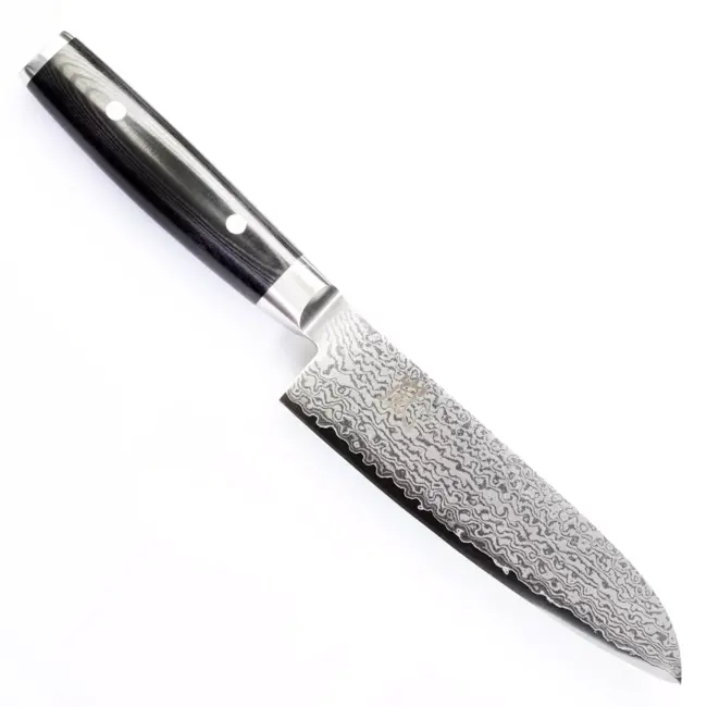 Yaxell Ran Santoku Koksmes 16,5 cm – 69 Lagen Damaststaal – VG10 Staal – 61 HRC – Canvas-Micarta Heft