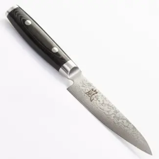 Yaxell Ran Universeelmes 12 cm – 69 Lagen Damaststaal – VG10 Staal – 61 HRC – Canvas-Micarta Heft