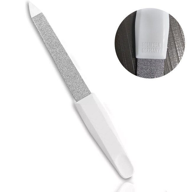 Excellent-Solingen Professionele Saffier Nagelvijl – Dubbelzijdig – 10 cm – Wit