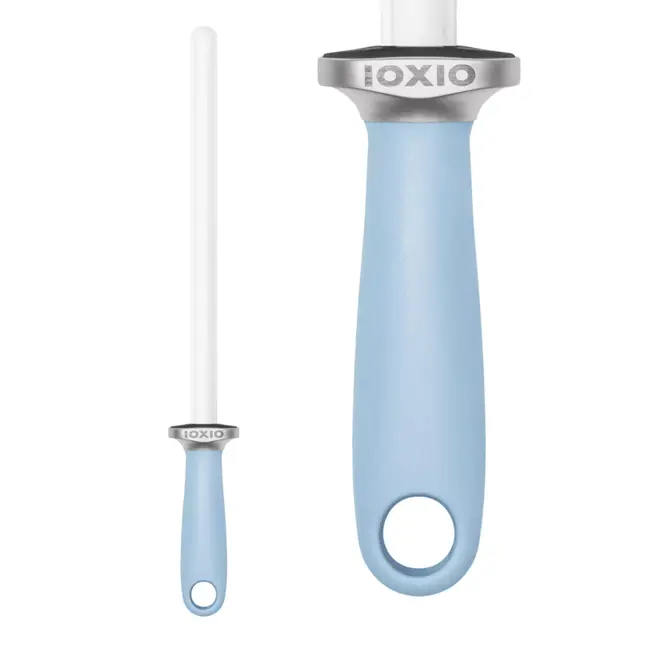 IOXIO Keramische ovale slijpstaaf wit met licht blauw handvat - korrel F1000/J3000