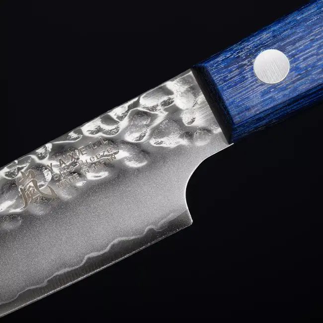 Yaxell BLUE BREEZE Universeelmes – 12 cm – MOVAX Staal – Gehamerde Afwerking – Blauw Pakkahout