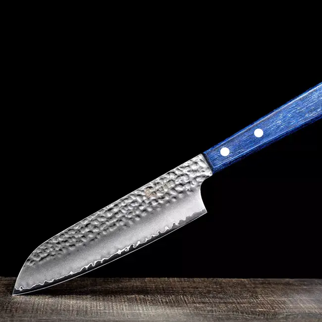 Yaxell BLUE BREEZE Santokumes – 16,5 cm – MOVAX Staal – Blauw Pakkahout – Japans Mes