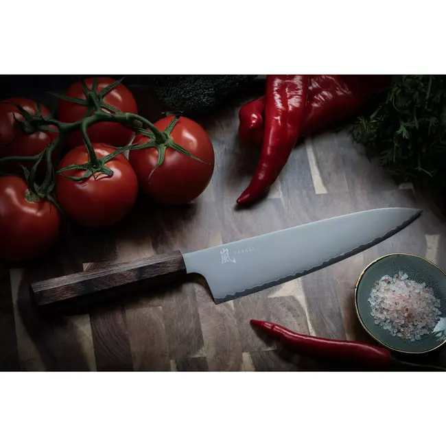 Yaxell Hana Koksmes 20 cm – 3 Lagen Damaststaal – Movax Staal – Pakka Wood Heft