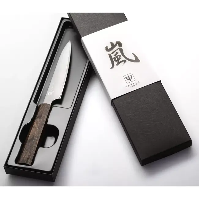 Yaxell Hana Universeelmes 12 cm – 3 Lagen Damaststaal – Movax Staal – Pakka Wood Heft