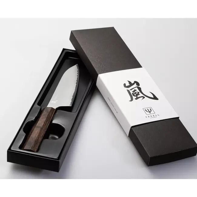 Yaxell Hana Santokumes 12,5 cm – 3 Lagen Damaststaal – Movax Staal – Pakka Wood Heft