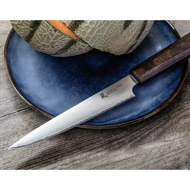 Yaxell Hana Vleesmes 15 cm – 3 Lagen Damaststaal – Movax Staal – Pakka Wood Heft