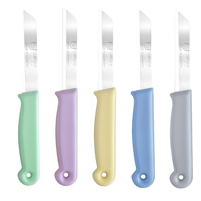 Solingen Schilmesje – RVS Glad – 18,5 cm met Blade Cover – Pastelkleuren Mix  – 10 stuks