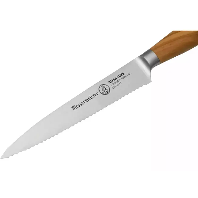 Messermeister Tomatenmes 13 cm – Gekartelde Snede – Olijfhouten Handvat