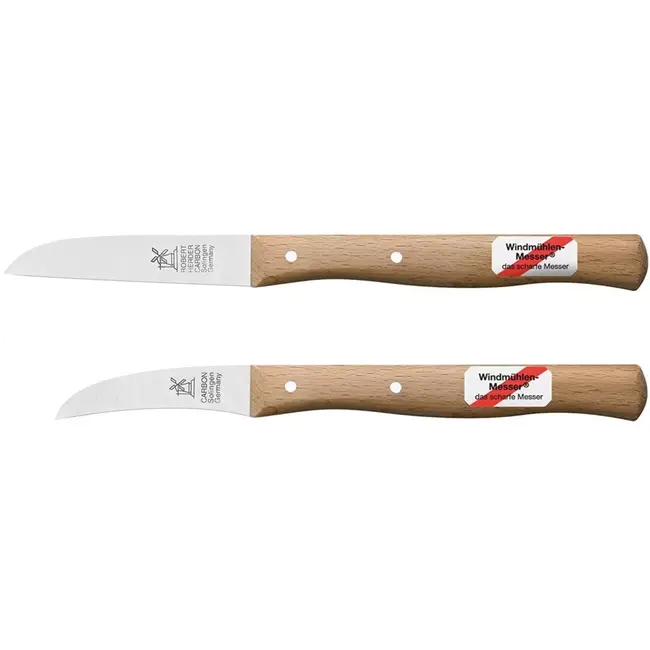 Robert Herder Set Schilmessen – Molenmes Carbonstaal – 8,5 cm – Gebogen Vogelsnavel – 6 cm – Niet Roestvrij – Duurzaam FSC Roodbeuken Heft