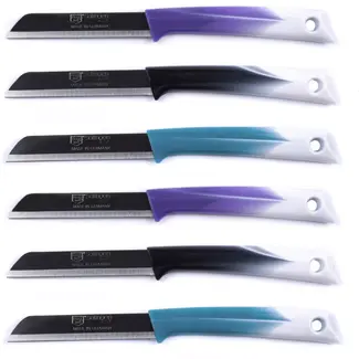 Solingen Kartelmes – Tomatenmes met Kartel – RVS – 19 cm met Blade Cover – Bi-Color Mix – 6 stuks Solingen Kartelmes – Tomatenmes met Kartel – RVS – 19 cm met Blade Cover – Bi-Color Mix – 6 stuks