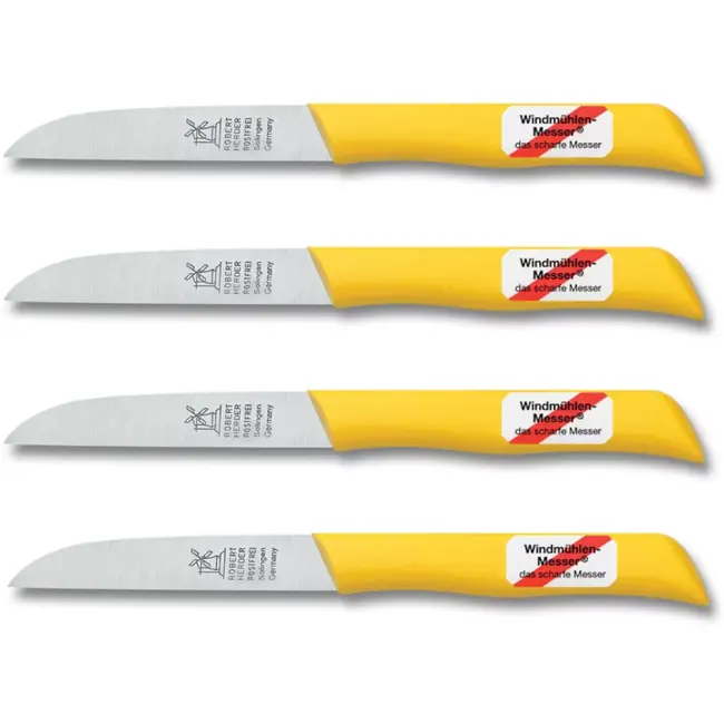 Robert Herder Molenmes – Schilmesje – Klassiker 1966 – Recht Lemmet 85 mm – RVS – Kunststof Heft – Geel – 4 stuks