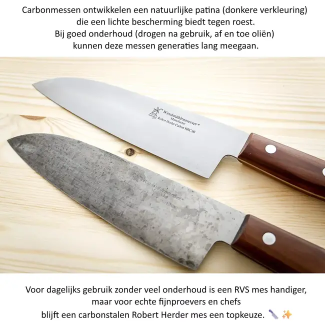 Robert Herder Molenmes – Schilmesje – Carbonstaal – Recht – Lemmet 104 mm – Heft Beukenhout