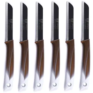 Solingen Kartelmes – Tomatenmes met Kartel – RVS – 19 cm met Blade Cover – Bi-Color Goud met Wit – 6 stuks