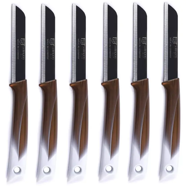 Solingen Kartelmes – Tomatenmes met Kartel – RVS – 19 cm met Blade Cover – Bi-Color Goud met Wit – 6 stuks