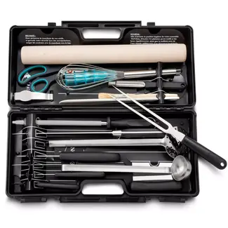 Déglon Compacte keukenkoffer – schokbestendig – 2 Fix-Class plateaus – zwart – 46,5 cm