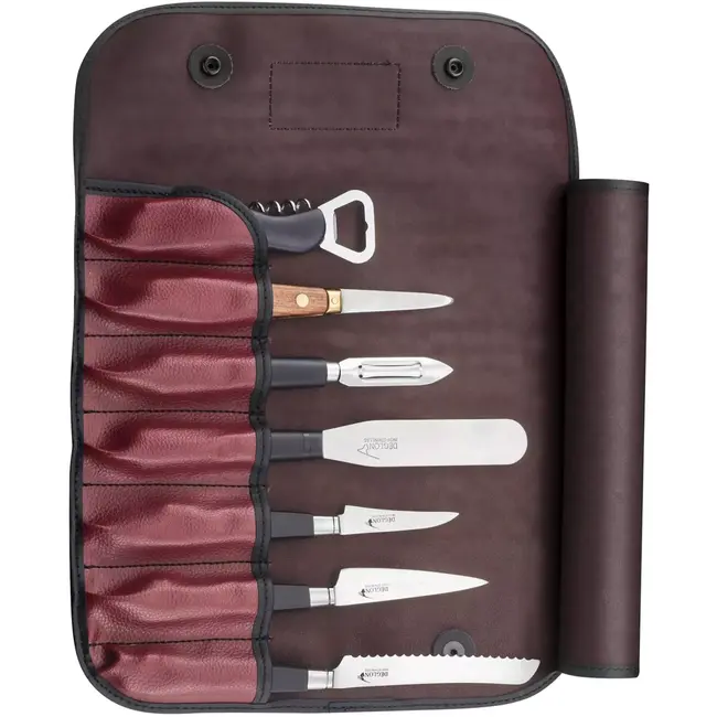 Déglon Set van 7 keukenmesjes – veelzijdig en duurzaam – met kunstleren opberghoes
