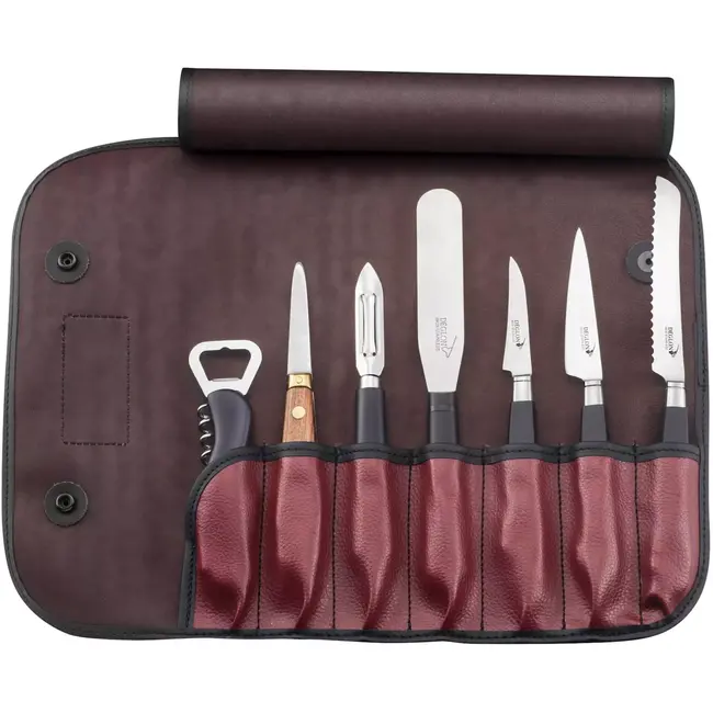 Déglon Set van 7 keukenmesjes – veelzijdig en duurzaam – met kunstleren opberghoes