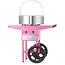 HENDI suikerspinmachine op verrijdbare wagen - koolstofstaal en roestvast staal - 948x520x(H)914 mm - pastelroze - voor suikerspin op festivals en evenementen