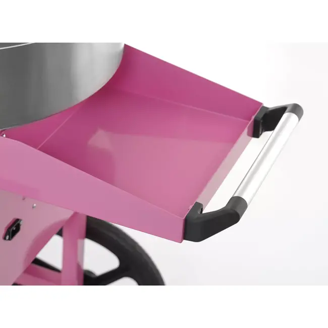 HENDI suikerspinmachine op verrijdbare wagen - koolstofstaal en roestvast staal - 948x520x(H)914 mm - pastelroze - voor suikerspin op festivals en evenementen