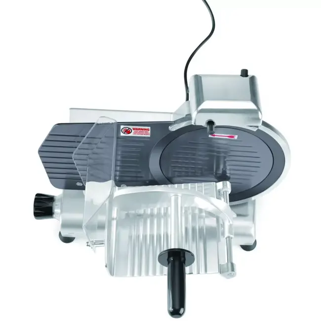 HENDI professionele snijmachine voor vlees en kaas - aluminium en roestvast staal - mes 25 cm - 49,4x40,2x39,8 cm - zilvergrijs - met slijper, snijdikte 0-8 mm