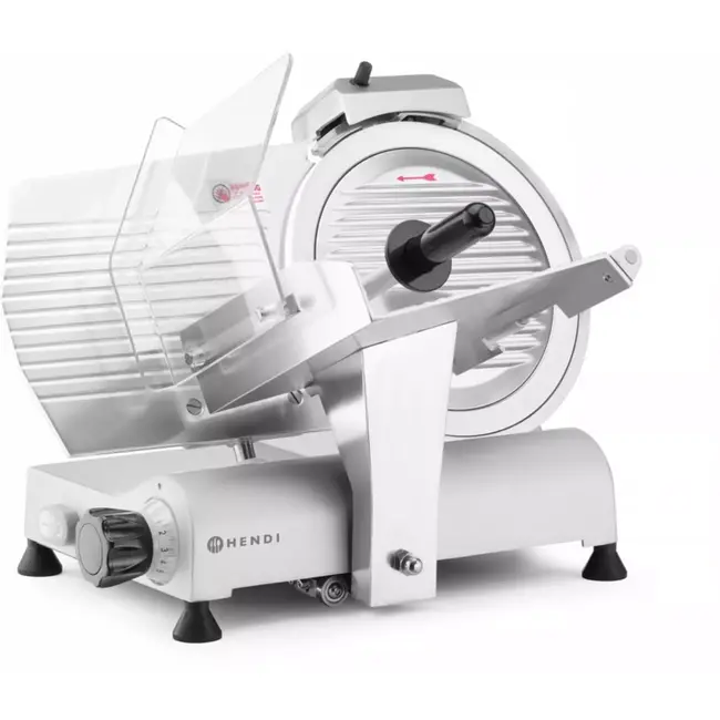 HENDI Vleeswaren- en kaassnijmachine - geanodiseerd aluminium en roestvast staal - ingebouwde slijper, snijdikte 0-13 mm - mes 30 cm - zilvergrijs - horeca