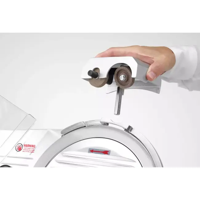 HENDI Vleeswaren- en kaassnijmachine - geanodiseerd aluminium en roestvast staal - ingebouwde slijper, snijdikte 0-13 mm - mes 30 cm - zilvergrijs - horeca