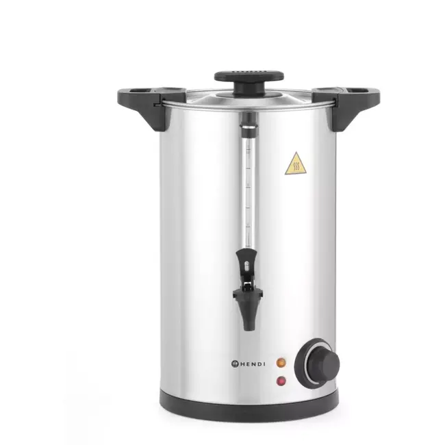 HENDI Warme dranken ketel enkelwandig - rvs - 10 liter - 34x31,5x43 cm - zilver - verwarmt en warmhoudt, instelbare temperatuur 30-100 graden - voor gluhwein en thee