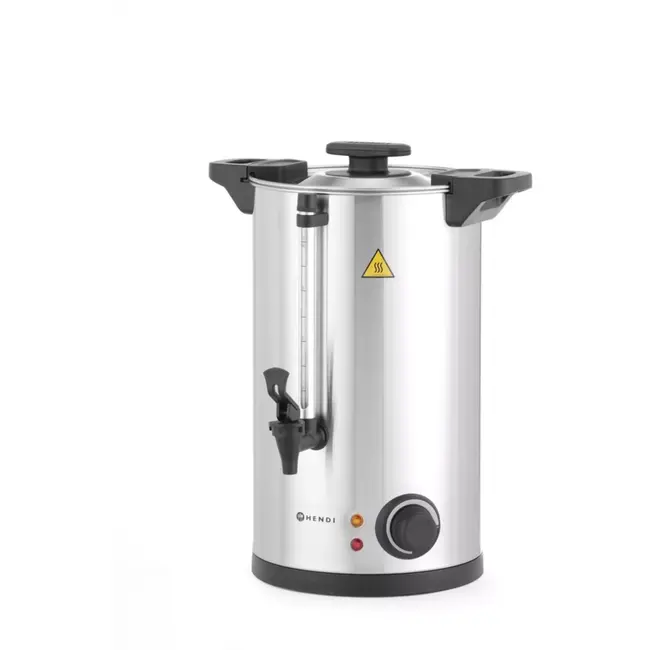 HENDI Warme dranken ketel enkelwandig - rvs - 10 liter - 34x31,5x43 cm - zilver - verwarmt en warmhoudt, instelbare temperatuur 30-100 graden - voor gluhwein en thee