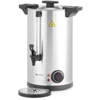 HENDI Dubbelwandige drankenketel - roestvast staal - 9 liter - 34 x 31,5 x 43 cm - zilver - met thermostaat, lekbak en peilbuis - voor thee en gluhwein