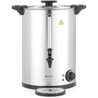 HENDI warme drankenketel - rvs dubbelwandig - 17 liter, thermostaat 30-100 graden, lekbak - 41,5 x 38,2 x 48 cm - zilver - voor gluhwein, thee, horeca en buffet