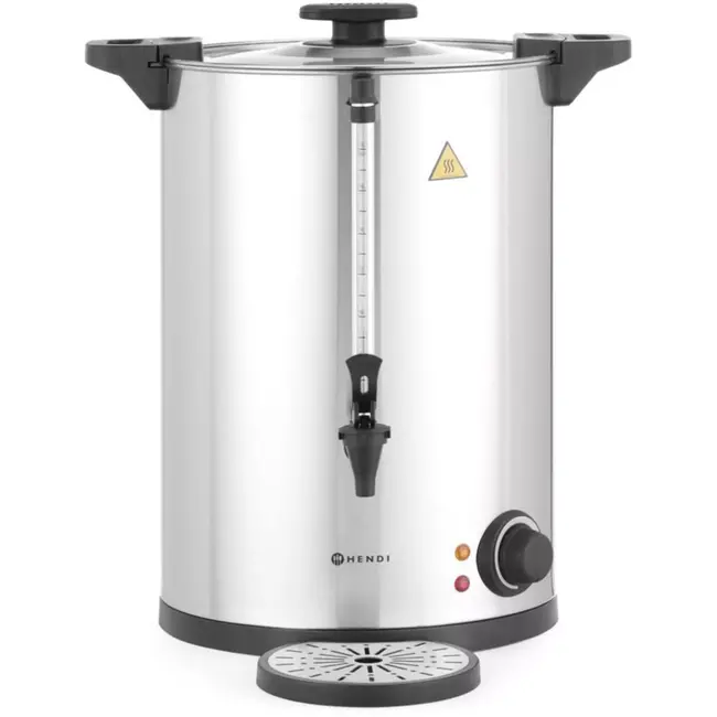 HENDI warme drankenketel - rvs dubbelwandig - 17 liter, thermostaat 30-100 graden, lekbak - 41,5 x 38,2 x 48 cm - zilver - voor gluhwein, thee, horeca en buffet