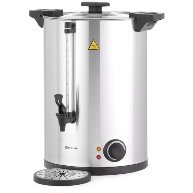 HENDI warme drankenketel - rvs dubbelwandig - 17 liter, thermostaat 30-100 graden, lekbak - 41,5 x 38,2 x 48 cm - zilver - voor gluhwein, thee, horeca en buffet