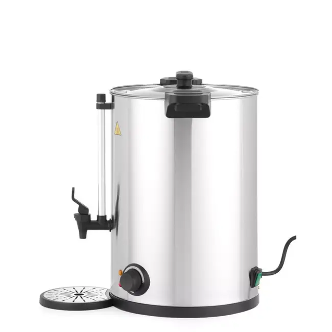 HENDI warme drankenketel - rvs dubbelwandig - 17 liter, thermostaat 30-100 graden, lekbak - 41,5 x 38,2 x 48 cm - zilver - voor gluhwein, thee, horeca en buffet