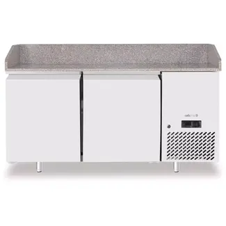 Arktic Pizzakoelwerkbank met granieten werkblad, 2-deurs, 250L, graniet, 230V/250W, 1510x800x(H)875mm Pizzakoelwerkbank met granieten werkblad, 2-deurs
