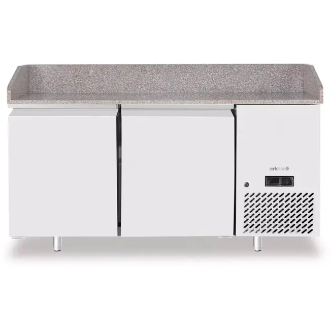 Arktic Pizzakoelwerkbank 2-deurs - granieten werkblad, rvs - 151x80x(H)87,5 cm - 250 liter