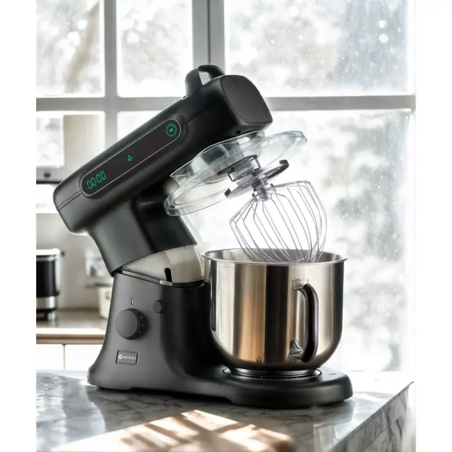 HENDI planeetmixer 7 liter - 470x263x413 mm - rvs kom - zwart - kneden en kloppen - professioneel