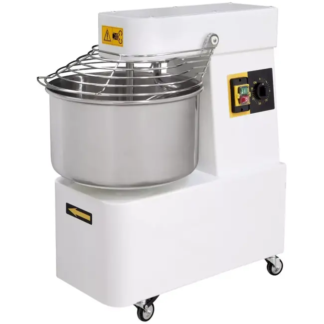 HENDI spiraalmixer - rvs 18/10 en koolstofstaal - vaste kom, 2 snelheden, 48 liter - 480x805x(h)850 mm - zilvergrijs - 128 kg/uur - bakkerij/pizzeria