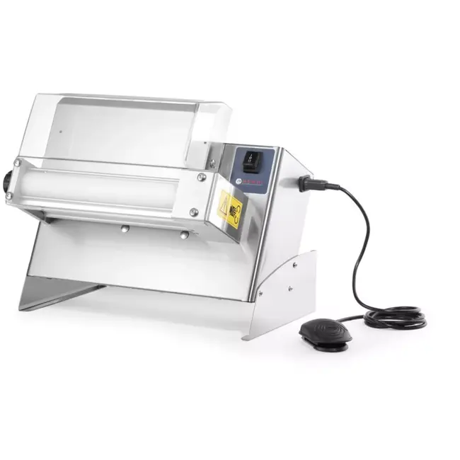 HENDI Elektrische deeguitrolmachine - roestvrij staal en HDPE - verstelbare dikte 0-4 mm - 48x33,5x(H)43 cm - zilver - voor pizza, pasta en ravioli
